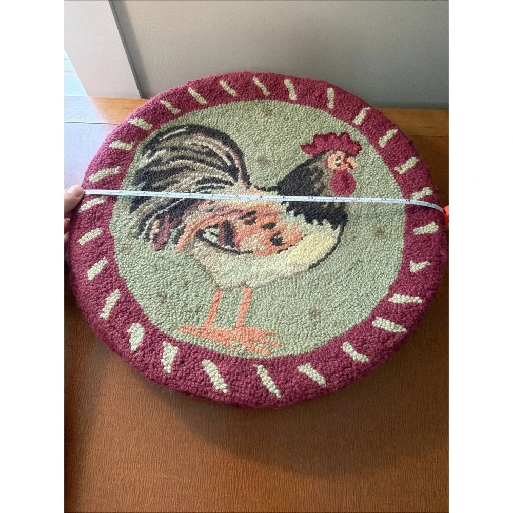 Set Of 5 Hooked Rug Rooster Chair Pads NWOT‎